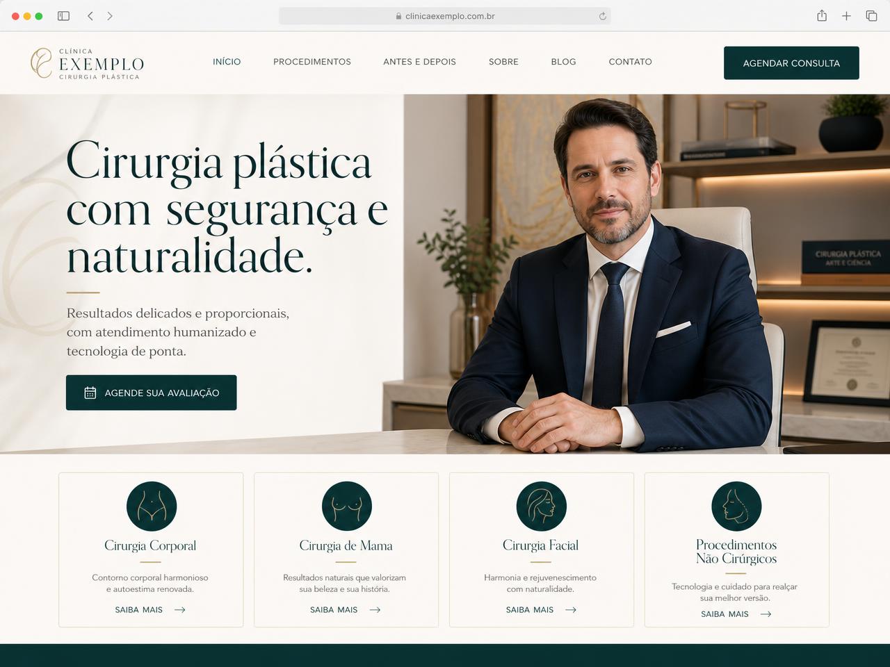 Conceito de página para Cirurgia Plástica
