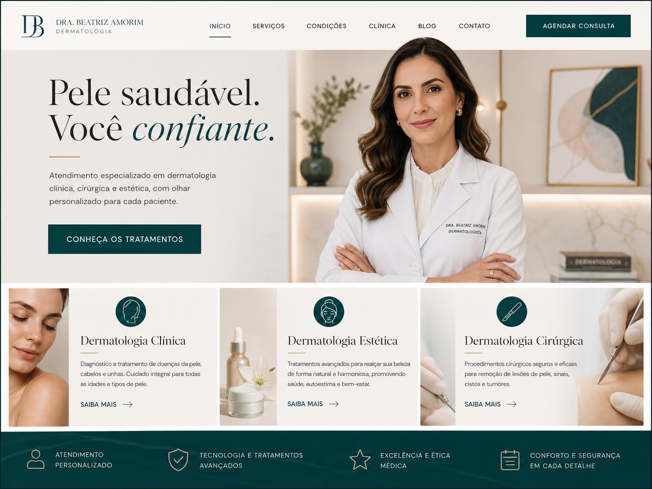 Conceito de página para Dermatologia