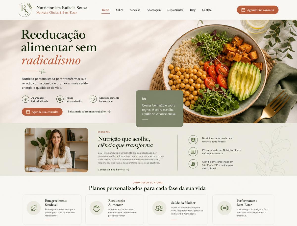 Conceito de página para Nutrição & Bem-Estar